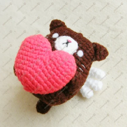 Chocolate Neko Cupid Valentine Doll Keyring - Image 2