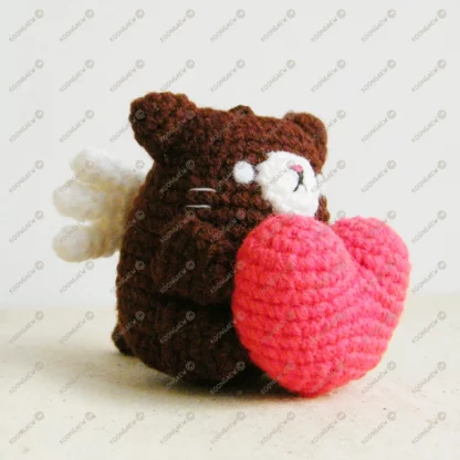 Chocolate Neko Cupid Valentine Doll Keyring - Image 3
