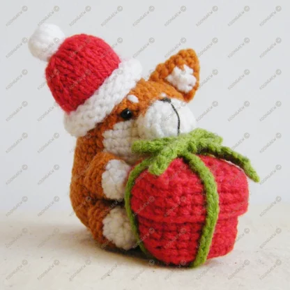 Happy Shiba Inu Season's Greetings Doll Keyring - Image 2