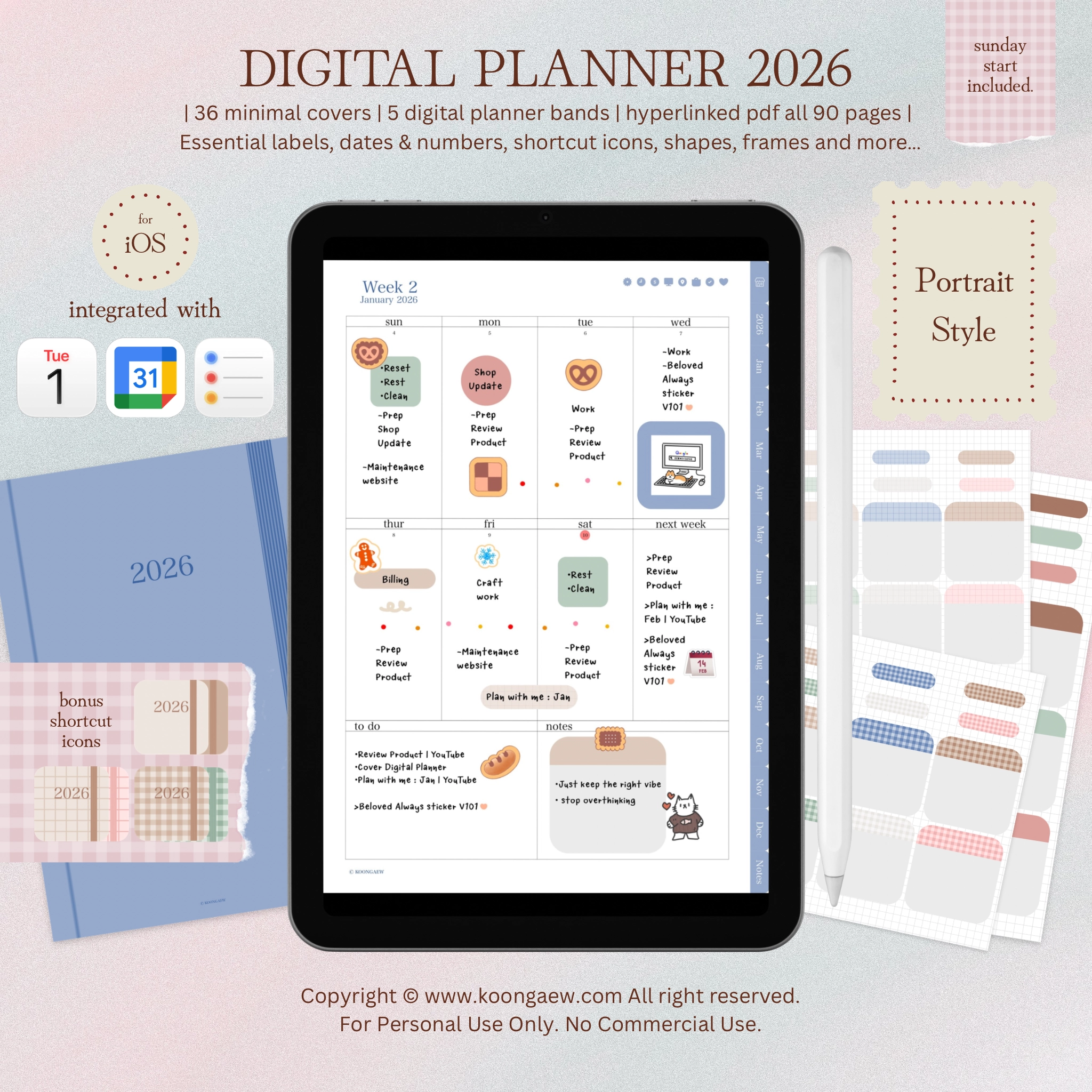 Digital Planner 2026-Portrait-Blue