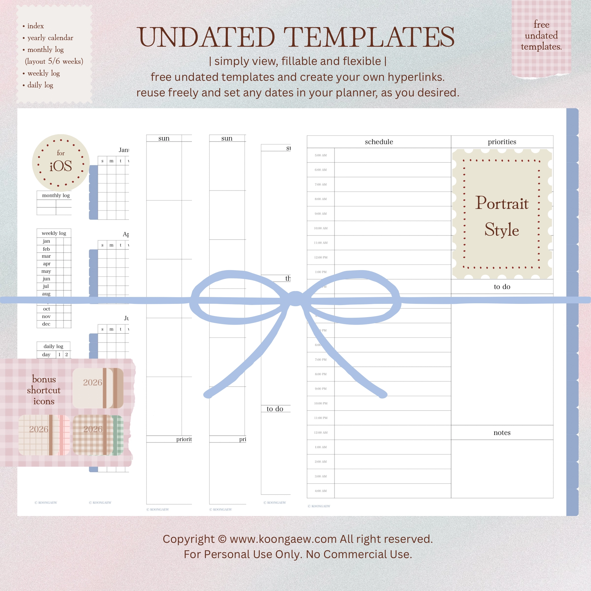 Digital Planner 2026-Portrait-Blue - Image 12