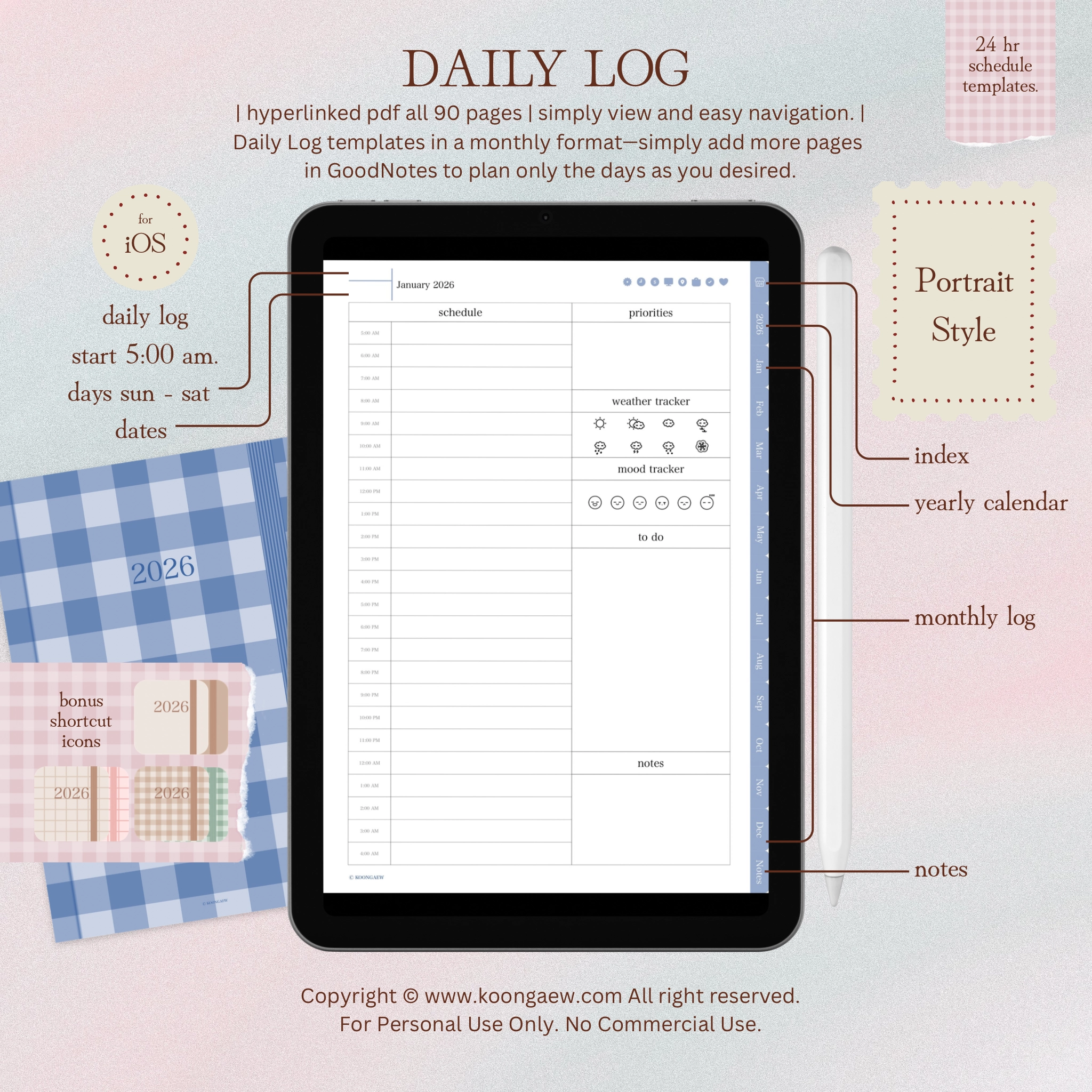 Digital Planner 2026-Portrait-Blue - Image 9