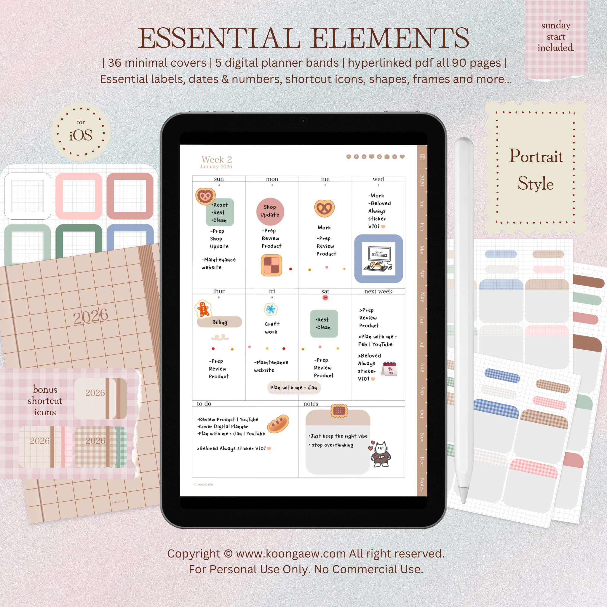 Digital Planner 2026-Portrait-Brown - Image 13