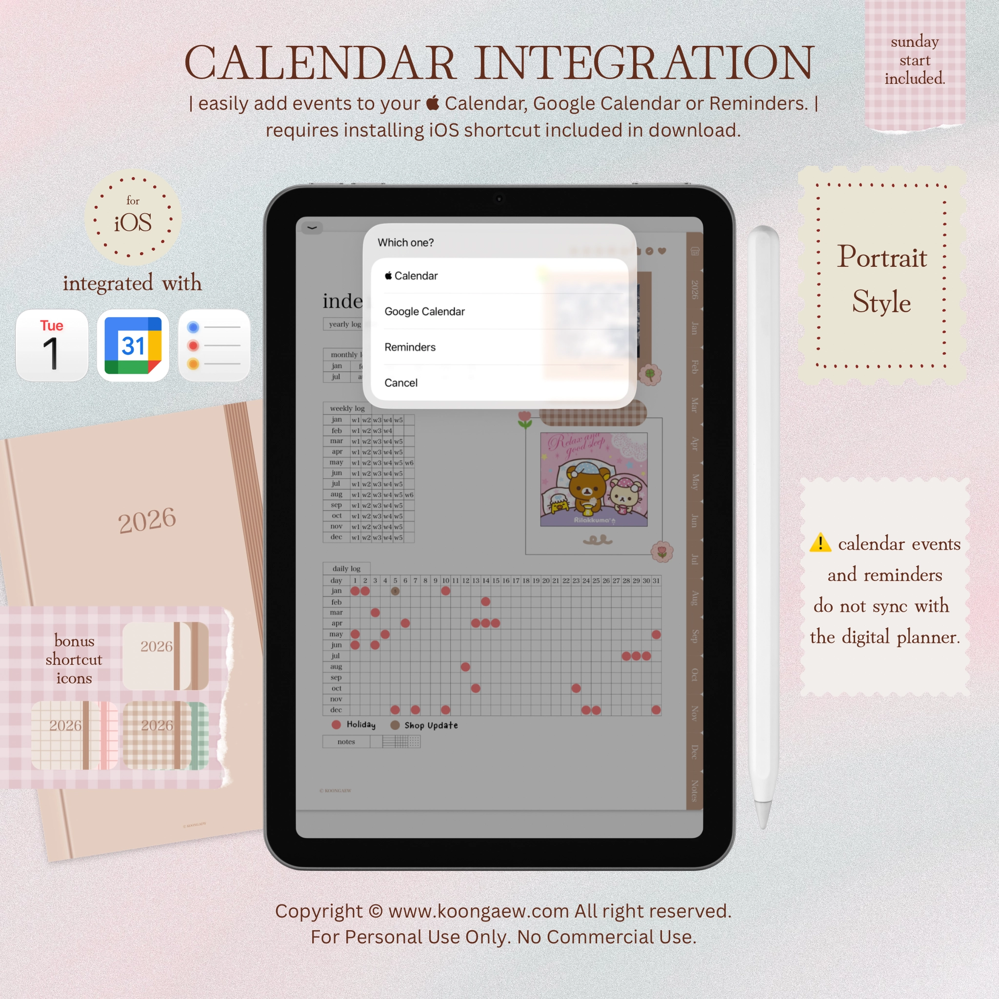 Digital Planner 2026-Portrait-Brown - Image 3