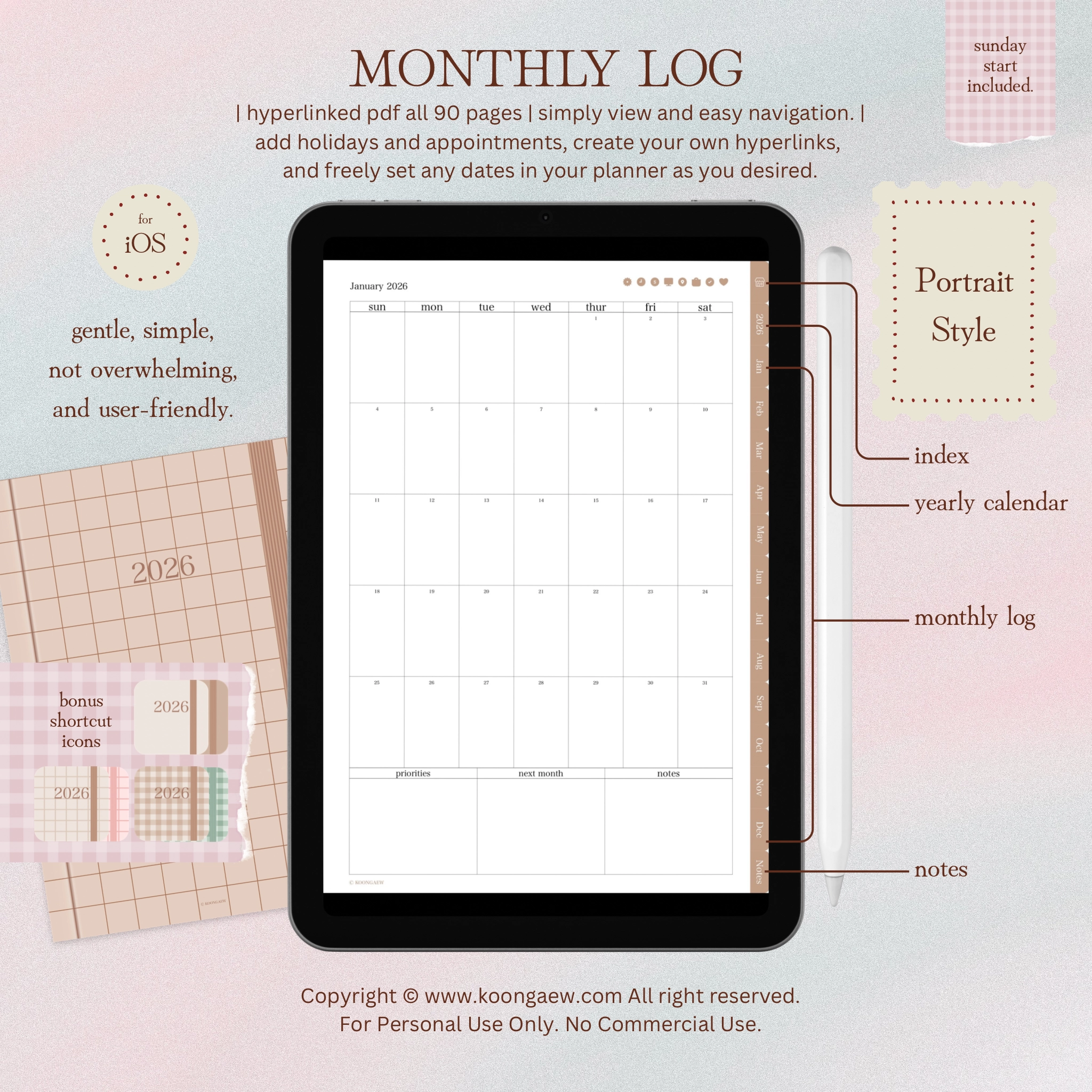 Digital Planner 2026-Portrait-Brown - Image 7