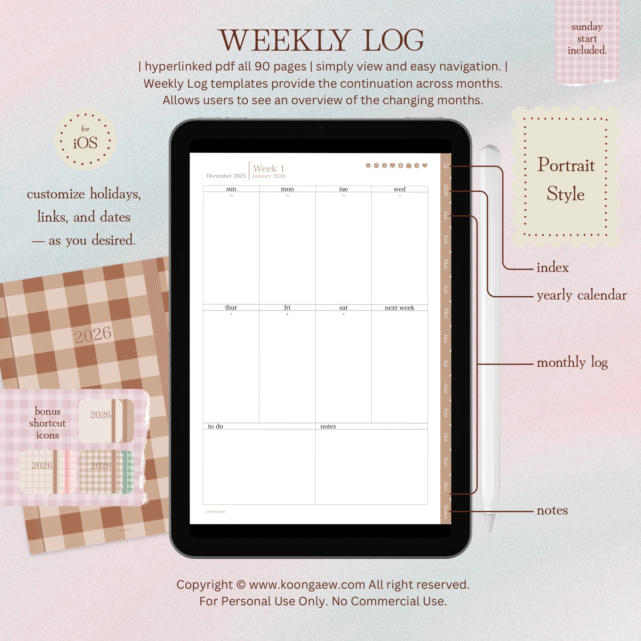 Digital Planner 2026-Portrait-Brown - Image 8