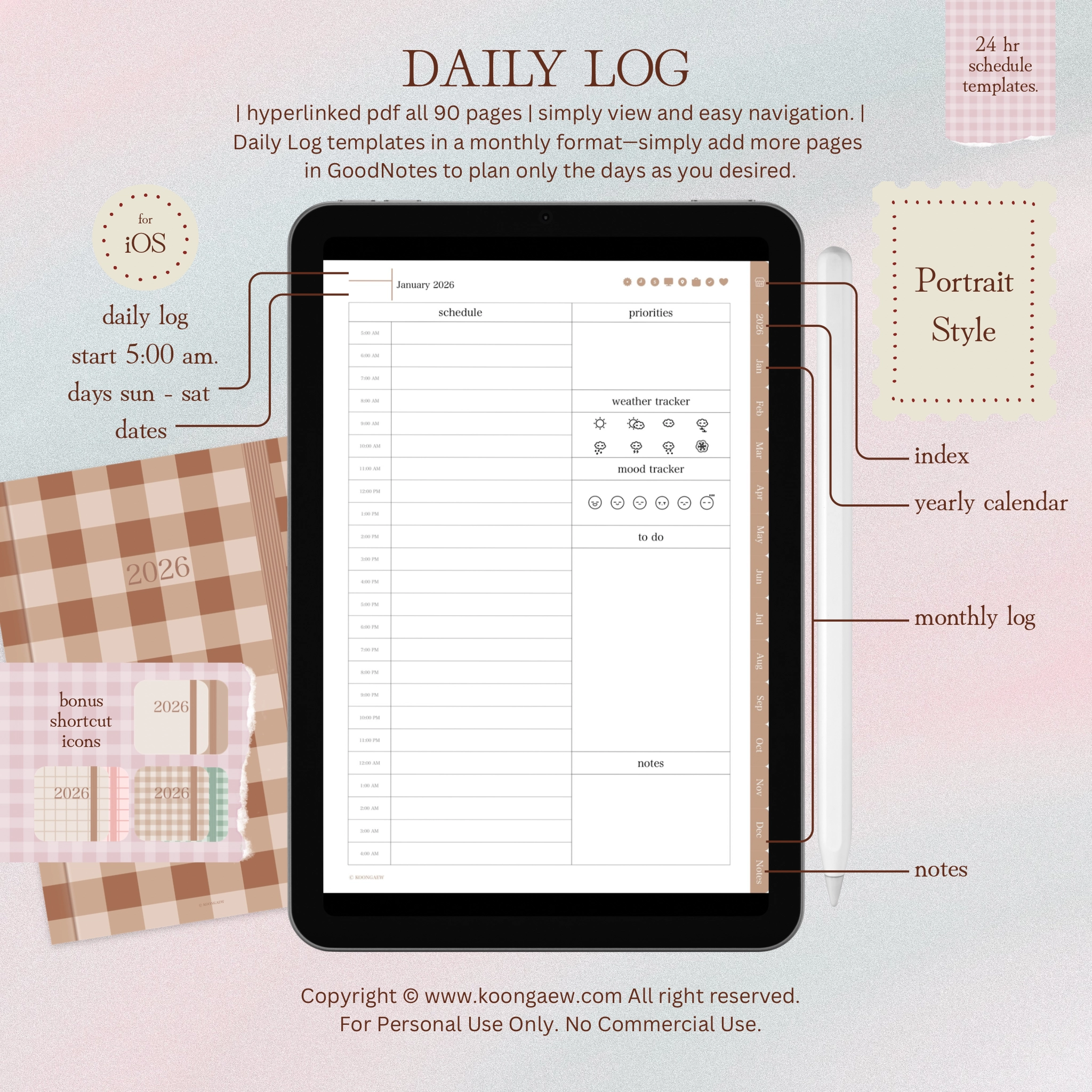 Digital Planner 2026-Portrait-Brown - Image 9