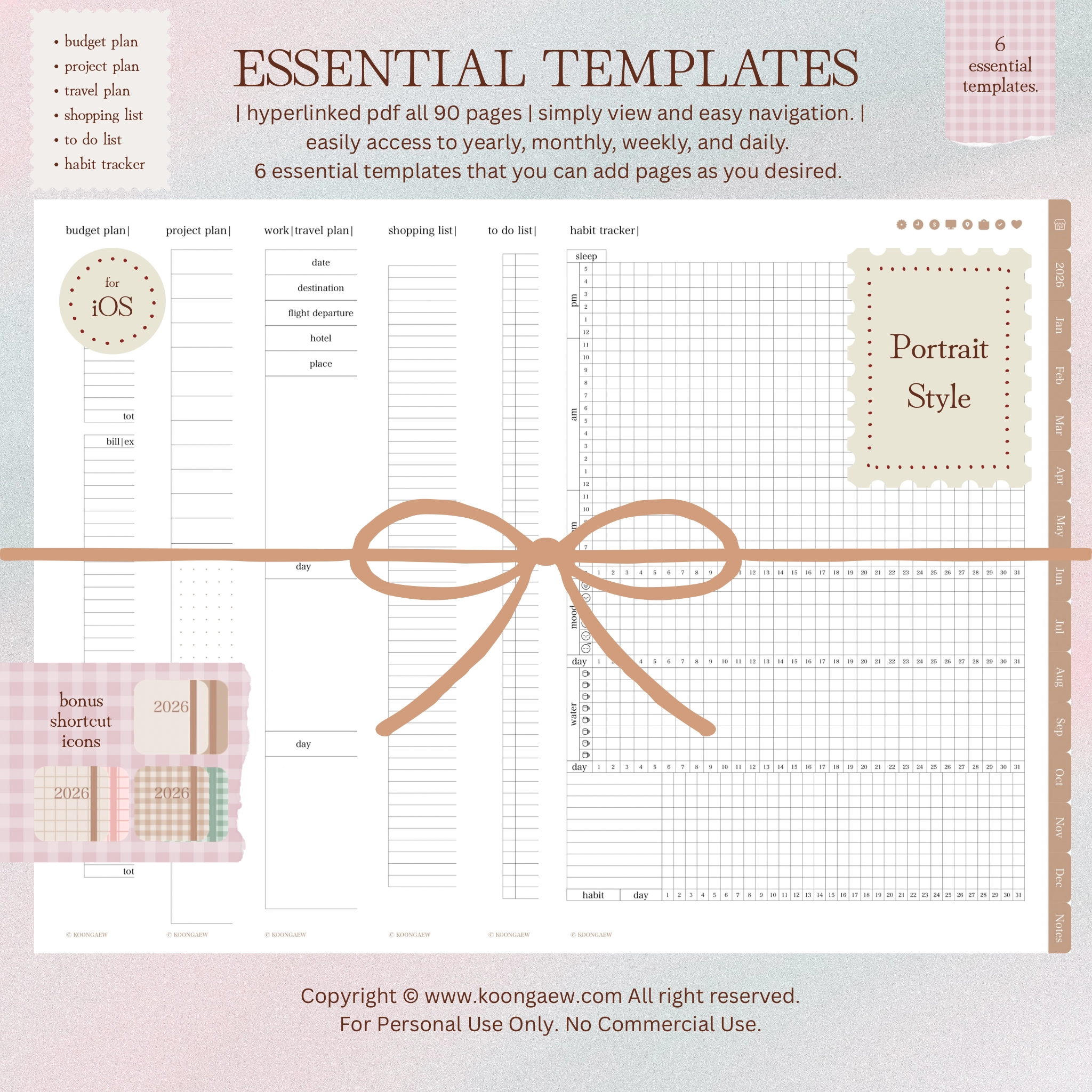 Digital Planner 2026-Portrait-Brown - Image 10