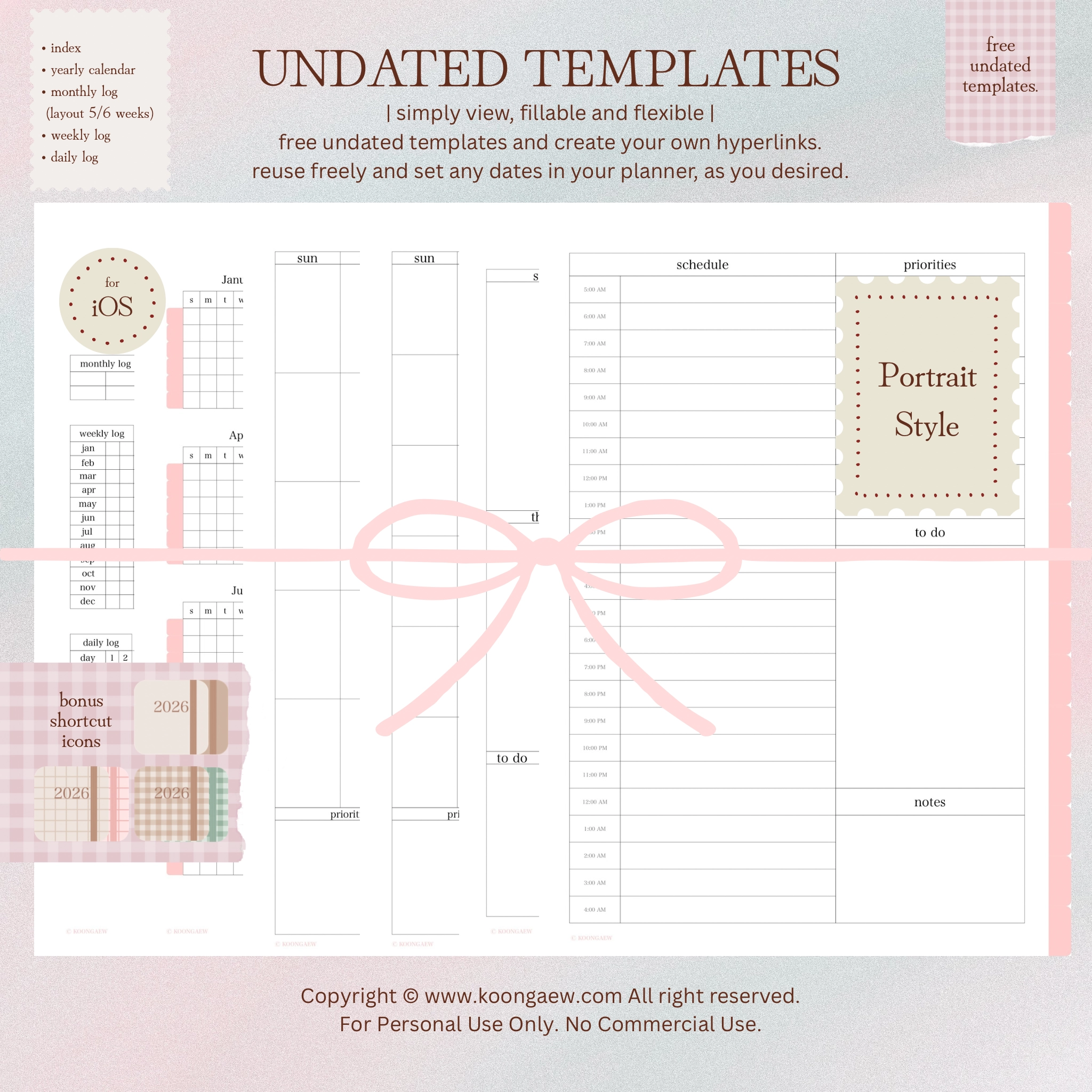 Digital Planner 2026-Portrait-Rose - Image 12