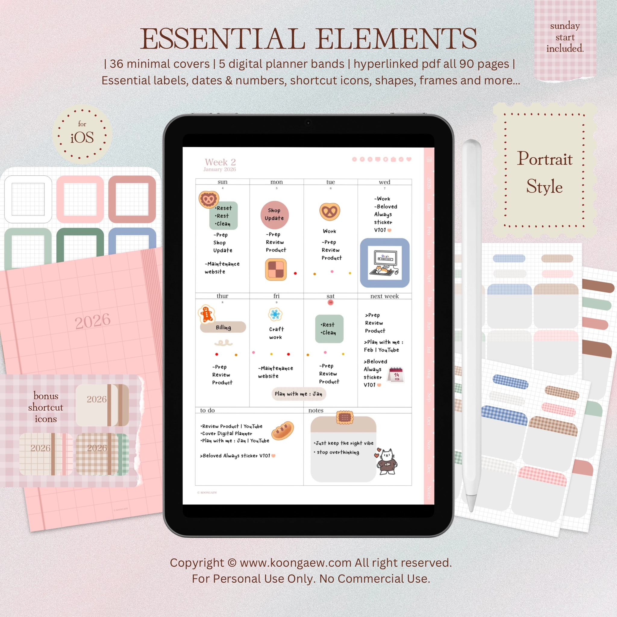 Digital Planner 2026-Portrait-Rose - Image 13