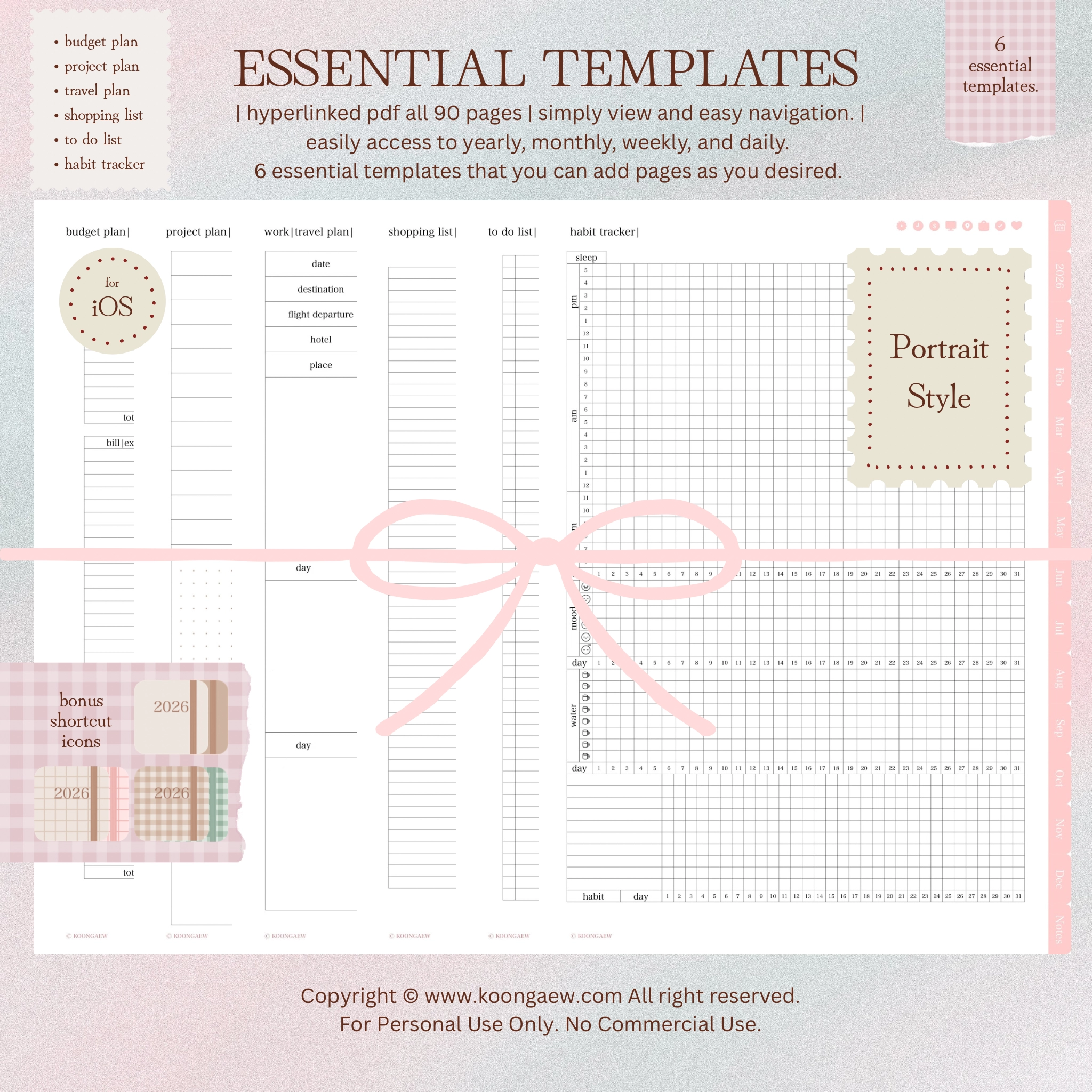 Digital Planner 2026-Portrait-Rose - Image 10